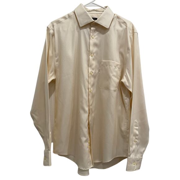 Pronto Uomo Modern Fit Men’s Dress Shirt Large 16 34/35 Beige Non Iron NWT - Picture 1 of 5